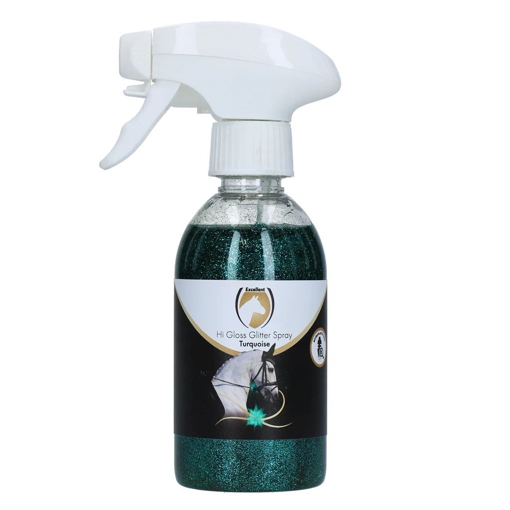 Spray glitter per mantello, criniera e coda, 250 ml – Excellent Horse Hi Gloss Glitter Spray Turquoise - immagine 1