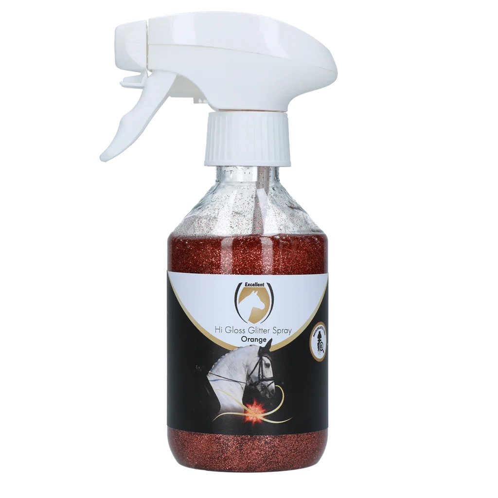 Spray glitter per mantello, criniera e coda, 250 ml – Excellent Horse Hi Gloss Glitter Spray Orange - immagine 1