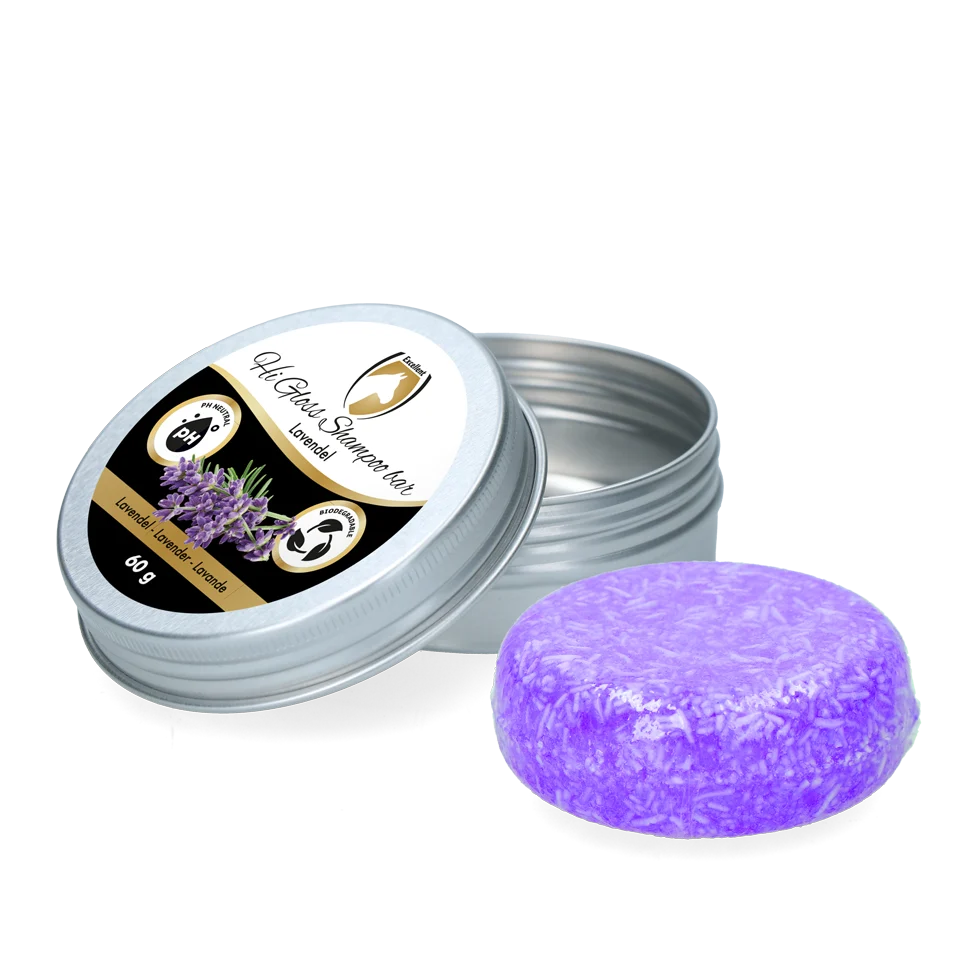 Shampoo solido per cavalli con balsamo, Lavanda, 60 g – Excellent Horse Hi Gloss Shampoo Bar - immagine 1