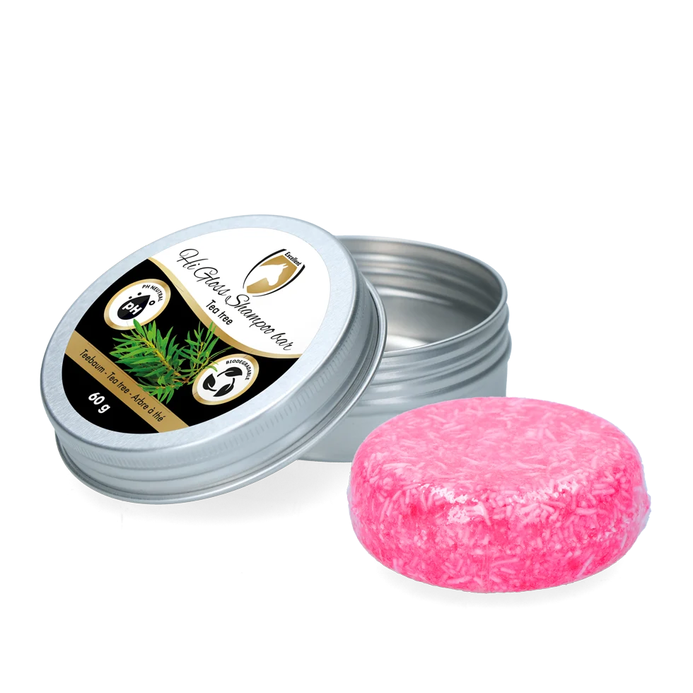 Shampoo solido per cavalli con balsamo, Tea Tree, 60 g – Excellent Horse Hi Gloss Shampoo Bar - immagine 1