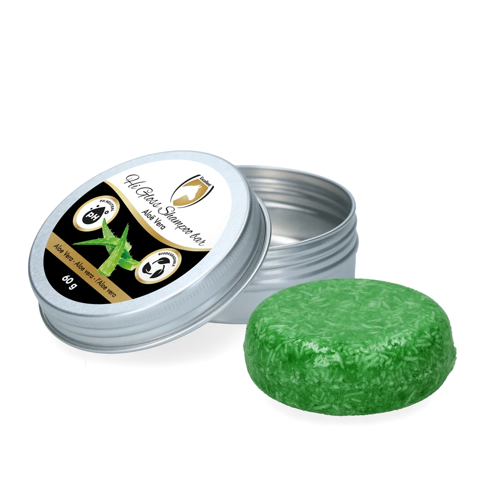 Shampoo solido per cavalli con balsamo, aloe vera, 60 g – Excellent Horse Hi Gloss Shampoo Bar - immagine 1