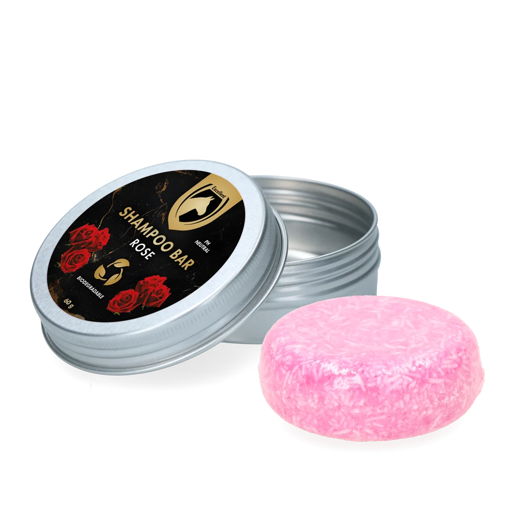 Shampoo solido per cavalli con balsamo, Rose, 60 g – Excellent Horse Hi Gloss Shampoo Bar - immagine 1