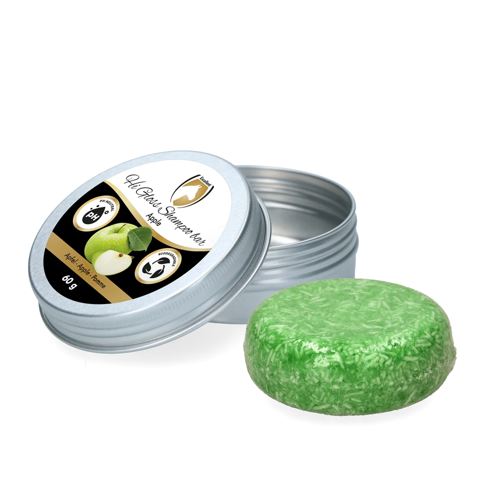 Shampoo solido per cavalli con balsamo, Mela, 60 g – Excellent Horse Hi Gloss Shampoo Bar - immagine 1