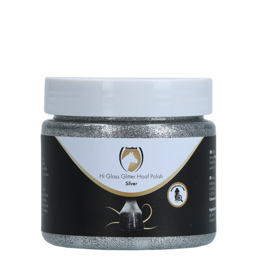 Smalto glitter per zoccoli Argento, 150 ml – Excellent Horse Hi Gloss Glitter Hoof Polish - immagine 1