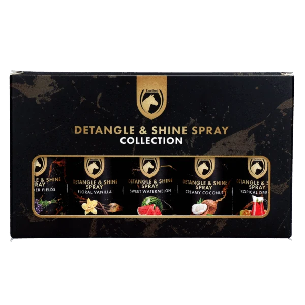 Spray districante per criniera e coda, confezione regalo 5 x 50 ml – Excellent Horse Detangle & Shine Spray