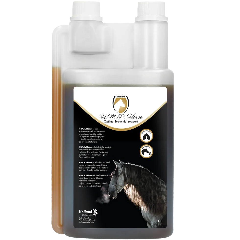 Integratore per le vie respiratorie dei cavalli con estratti di erbe, 1 l – Excellent Horse H.M.P. Liquid - immagine 1