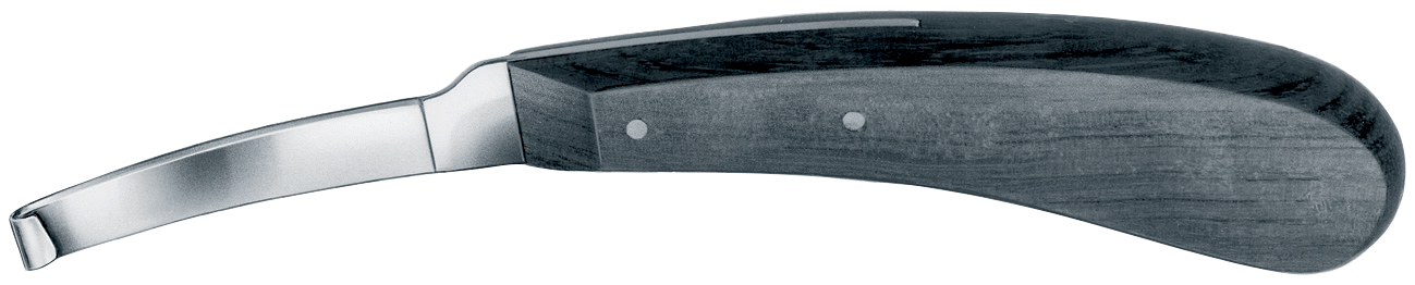 Coltello da mascalcia stretto con manico in ebano nero VC 311 "L"