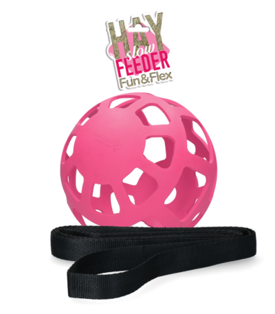Palla per il fieno per cavalli in gomma naturale, rosa, diametro circa 22 cm – Hay Slow Feeder Fun & Flex