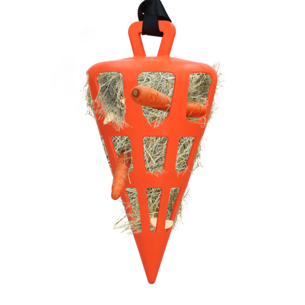 Slow feeder per cavalli in gomma naturale, arancione – Hay Slow Feeder Fun & Flex Carrot