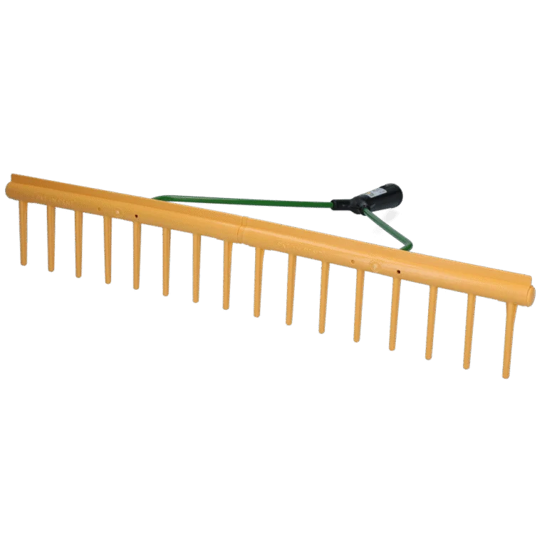 Rastrello per fieno con bordo livellante, largo 64 cm, 16 denti, senza manico