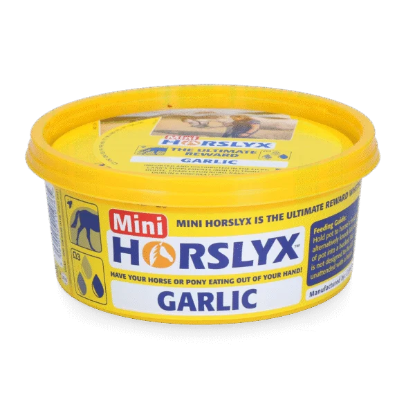 Blocco da leccare per cavalli come ricompensa, 650 g – Horslyx Mini Aglio