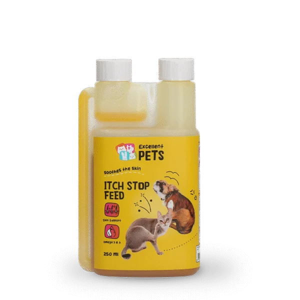 Olio per mangimi per cani e gatti con camomilla, 250 ml – Excellent Pets Itch Stop Feed