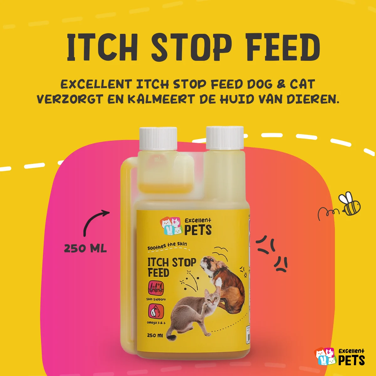 Olio per mangimi per cani e gatti con camomilla, 250 ml – Excellent Pets Itch Stop Feed - immagine 2