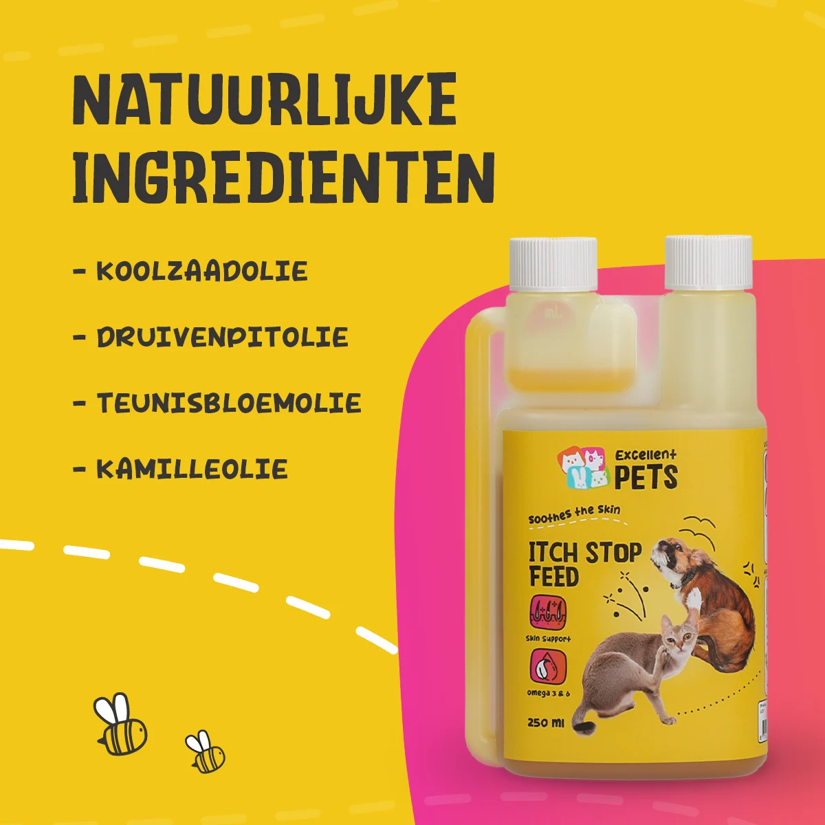 Olio per mangimi per cani e gatti con camomilla, 250 ml – Excellent Pets Itch Stop Feed - immagine 5