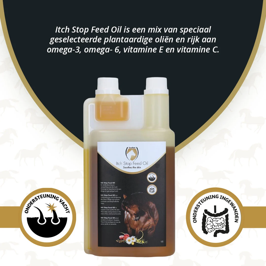 Olio alimentare per cavalli con Omega 3 e Omega 6, 1 l – Excellent Horse Itch Stop Feed Oil - immagine 2