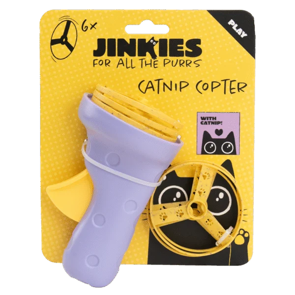 Gioco interattivo per gatti con eliche lanciabili e catnip – Jinkies Catnip Copter