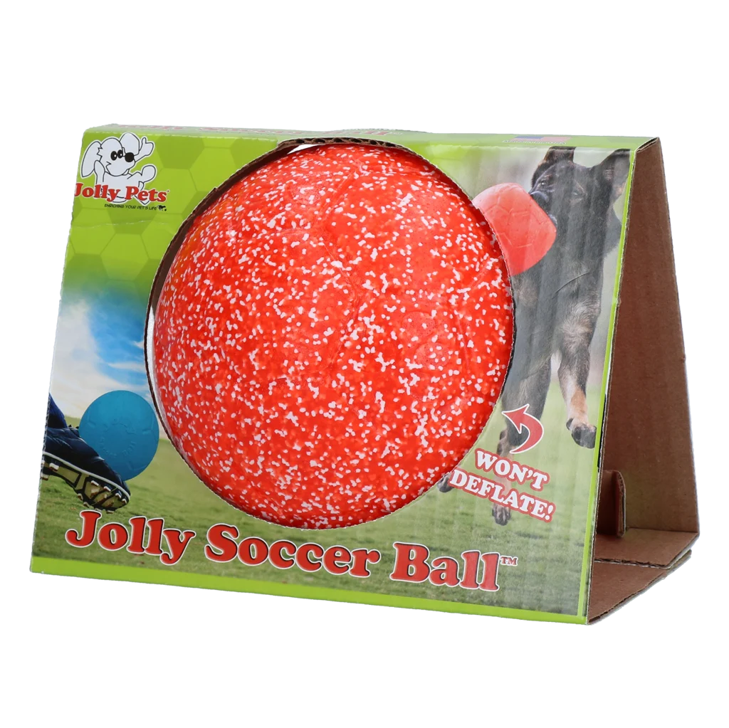 Palla da riporto per cani arancione e bianca, 15 cm – Jolly Pets Jolly Soccer Ball - immagine 1