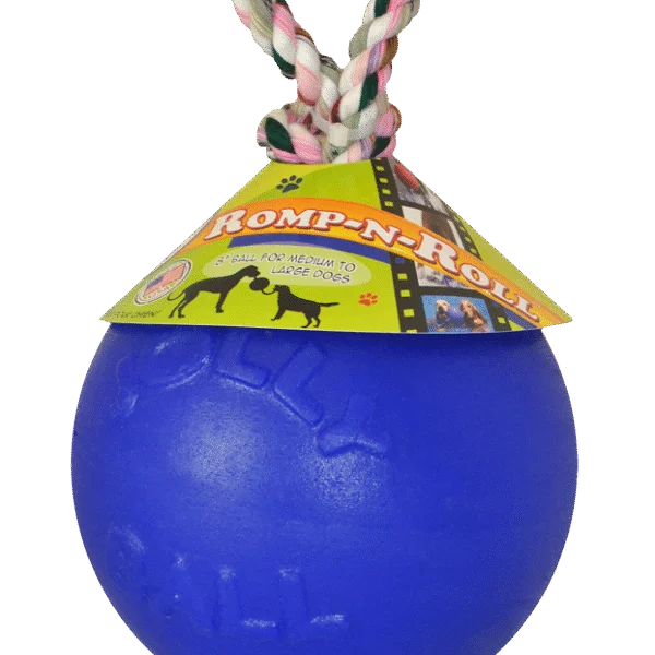 Palla per cani con corda galleggiante blu S (10 cm) – Jolly Pets Romp-n-Roll