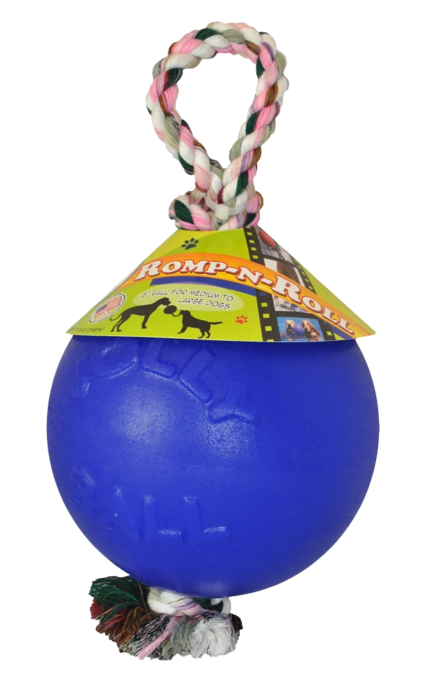 Palla per cani con corda, galleggiante, Blu M (15 cm) – Jolly Pets Romp-n-Roll