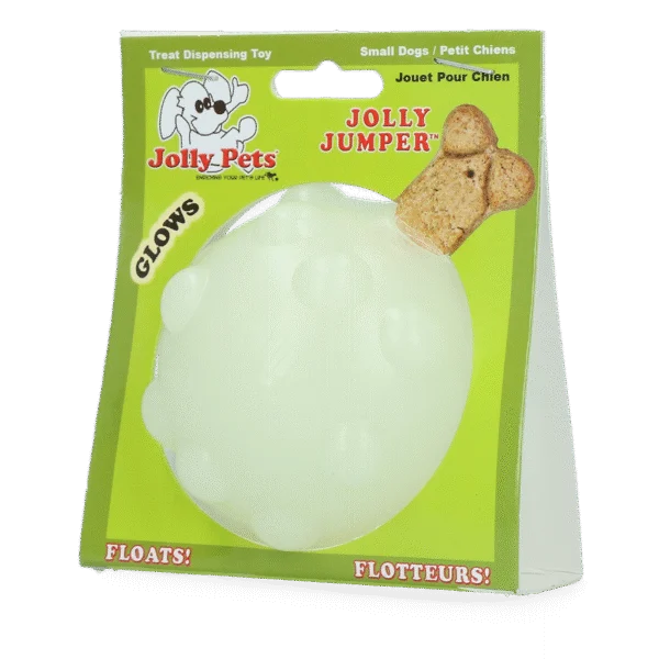 Palla porta snack per cani in gomma TPR, 7,6 cm – Jolly Pets Jolly Jumper Glow in the Dark S