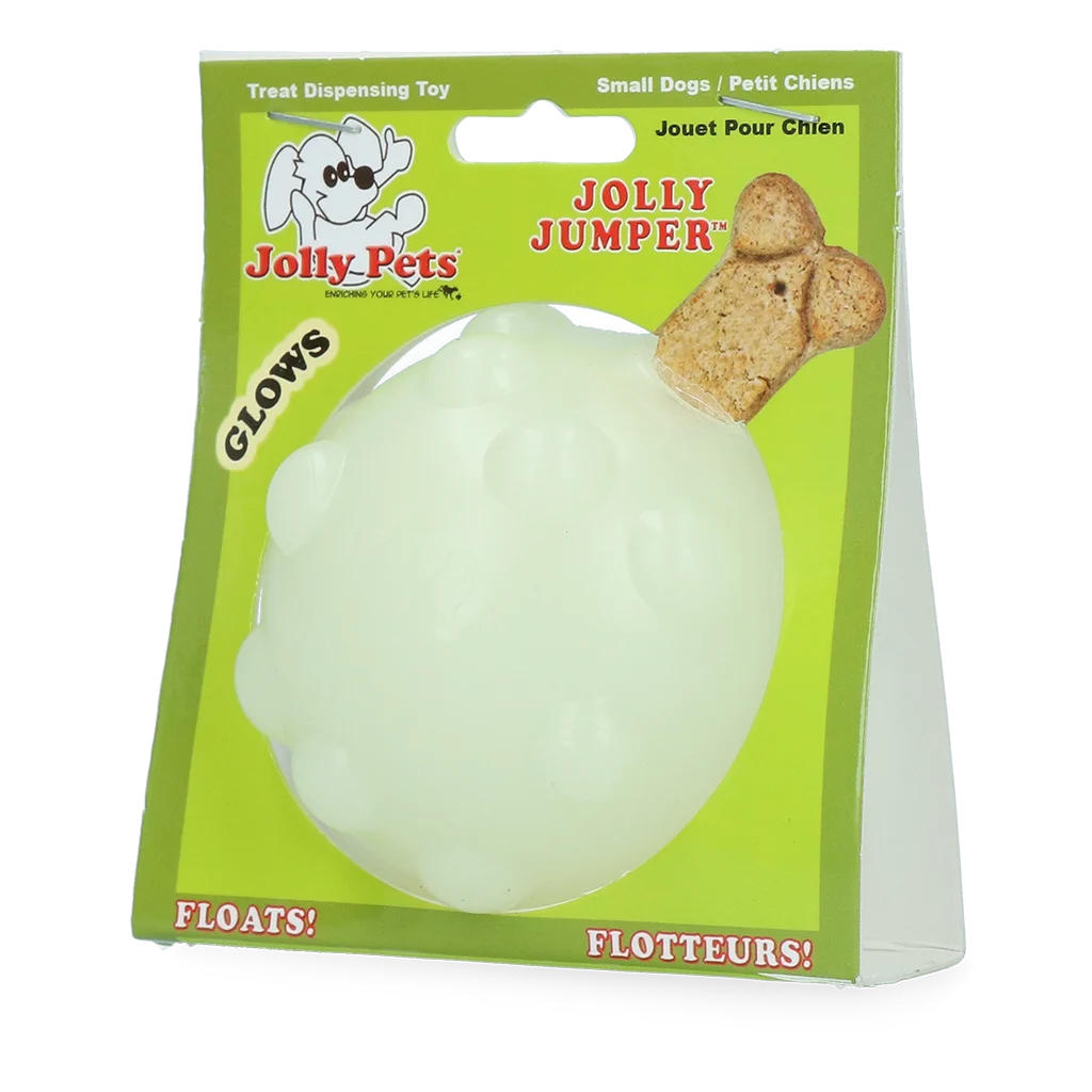 Palla porta snack per cani in gomma TPR, 7,6 cm – Jolly Pets Jolly Jumper Glow in the Dark S - immagine 1