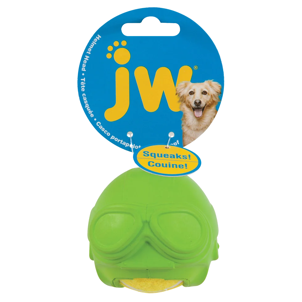 Palla da tennis per cani con squeak e casco in gomma – JW Helmet Heads Aviator - immagine 1