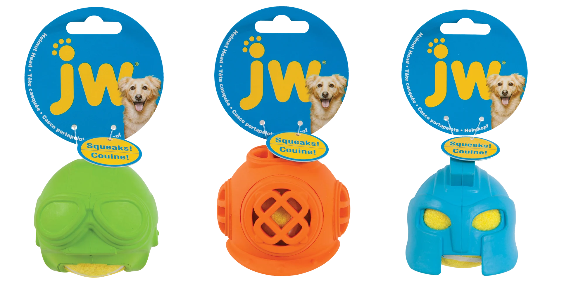 Palla da tennis per cani con squeak e casco in gomma – JW Helmet Heads Aviator - immagine 2
