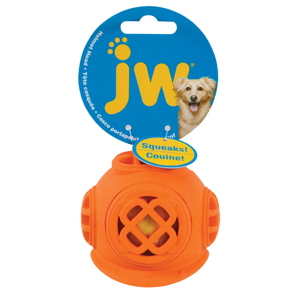 Palla da tennis per cani con squeaker e casco in gomma – JW Helmet Heads Diver - immagine 1