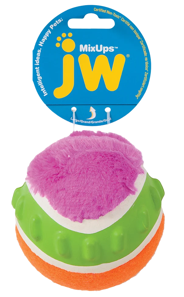 Palla per cani con squeaker, 10 cm – JW Mixups Ribbed Ball L - immagine 1