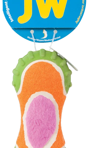 Gioco per cani in peluche, gomma e tessuto da pallina da tennis, 14 cm – JW Mixups Ribbed Barbell M