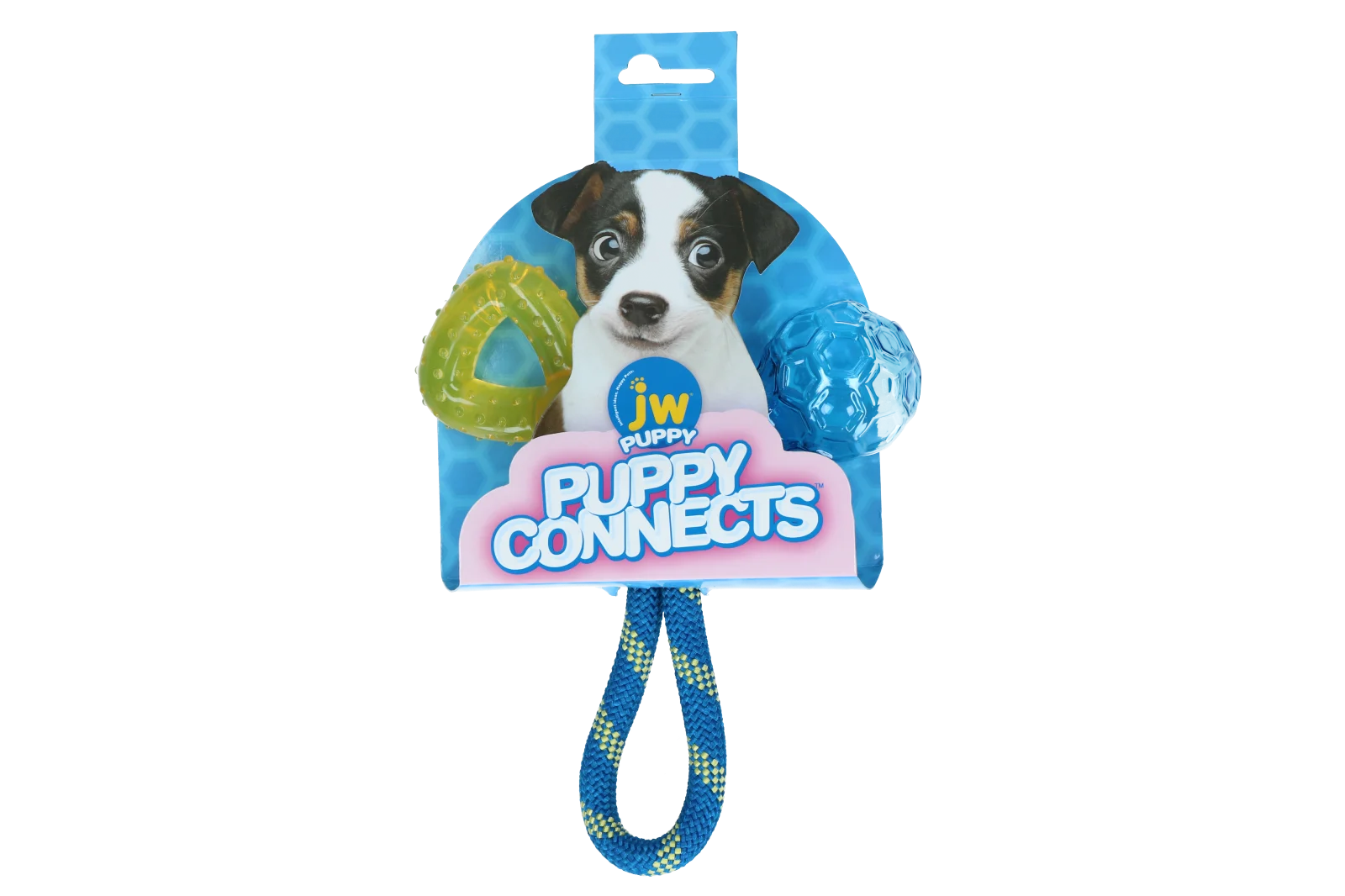 Gioco per cuccioli con corda, anello da dentizione e pallina, 21 x 20 x 6 cm – JW Puppy Connects - immagine 1