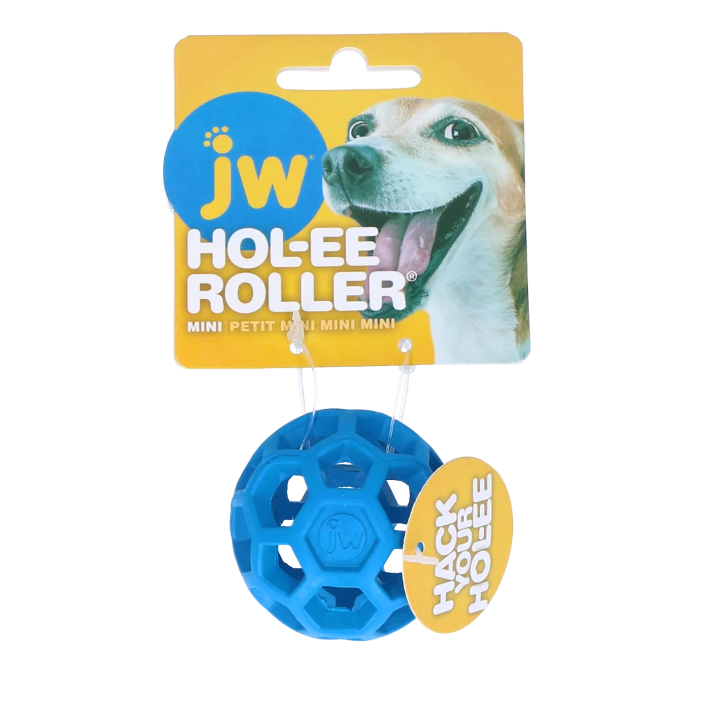 Palla per cani in gomma naturale porta snack, 5 cm, blu – JW Hol-ee Roller - immagine 1