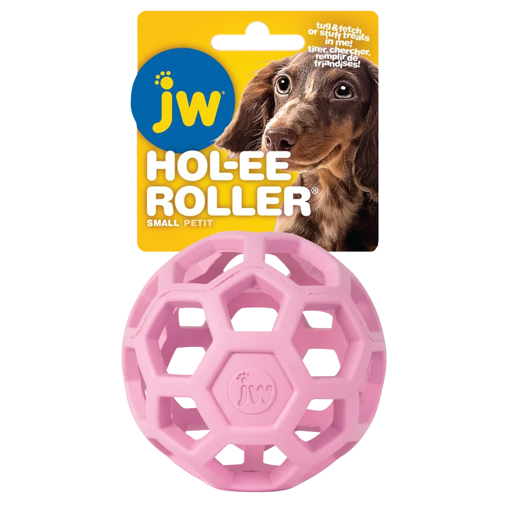 Palla per cani in gomma naturale per bocconcini, 9 cm, rosa – JW Hol-ee Roller Small - immagine 1