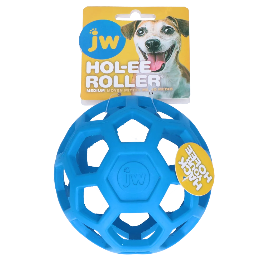 Palla per cani in gomma naturale per bocconcini, 11,5 cm, blu – JW Hol-ee Roller - immagine 1