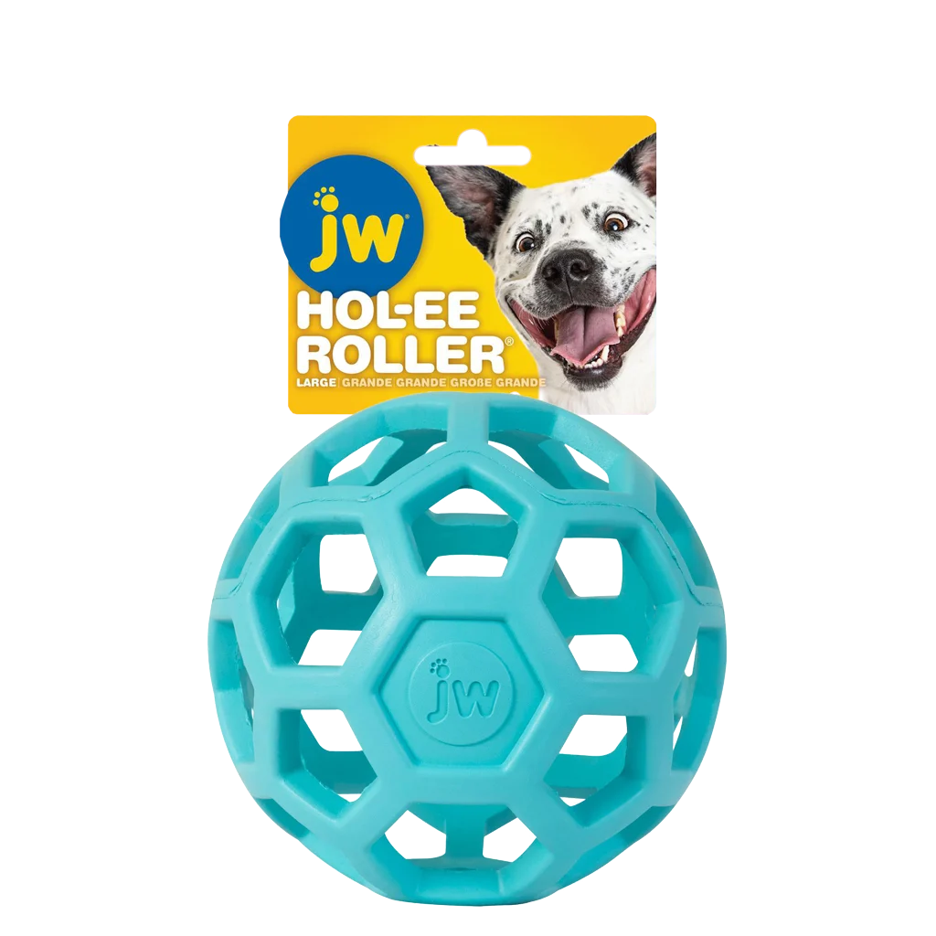 Palla per cani in gomma naturale per snack, 15 cm, azzurra – JW Hol-ee Roller - immagine 1