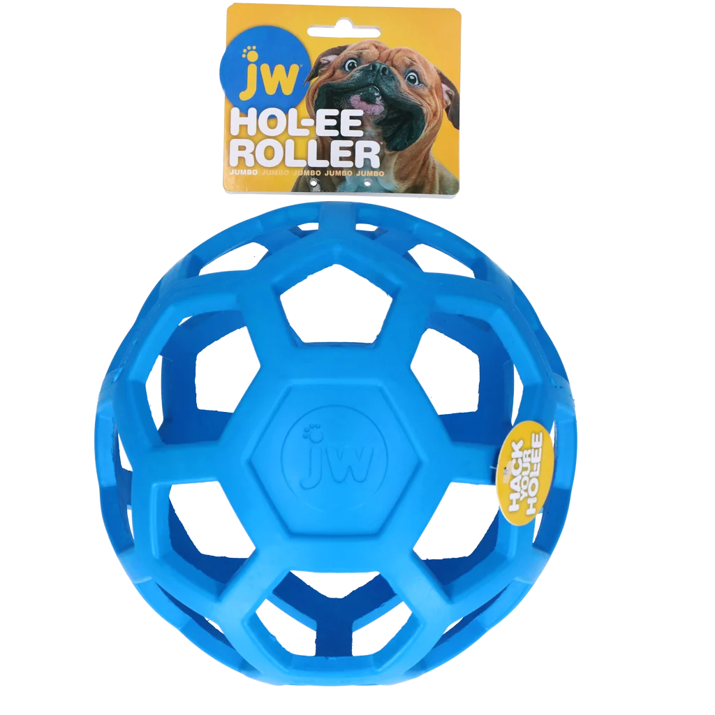 JWHO007B.png Palla per cani in gomma naturale per leccornie Jumbo, 19 cm, blu – JW Hol-ee Roller - immagine 1