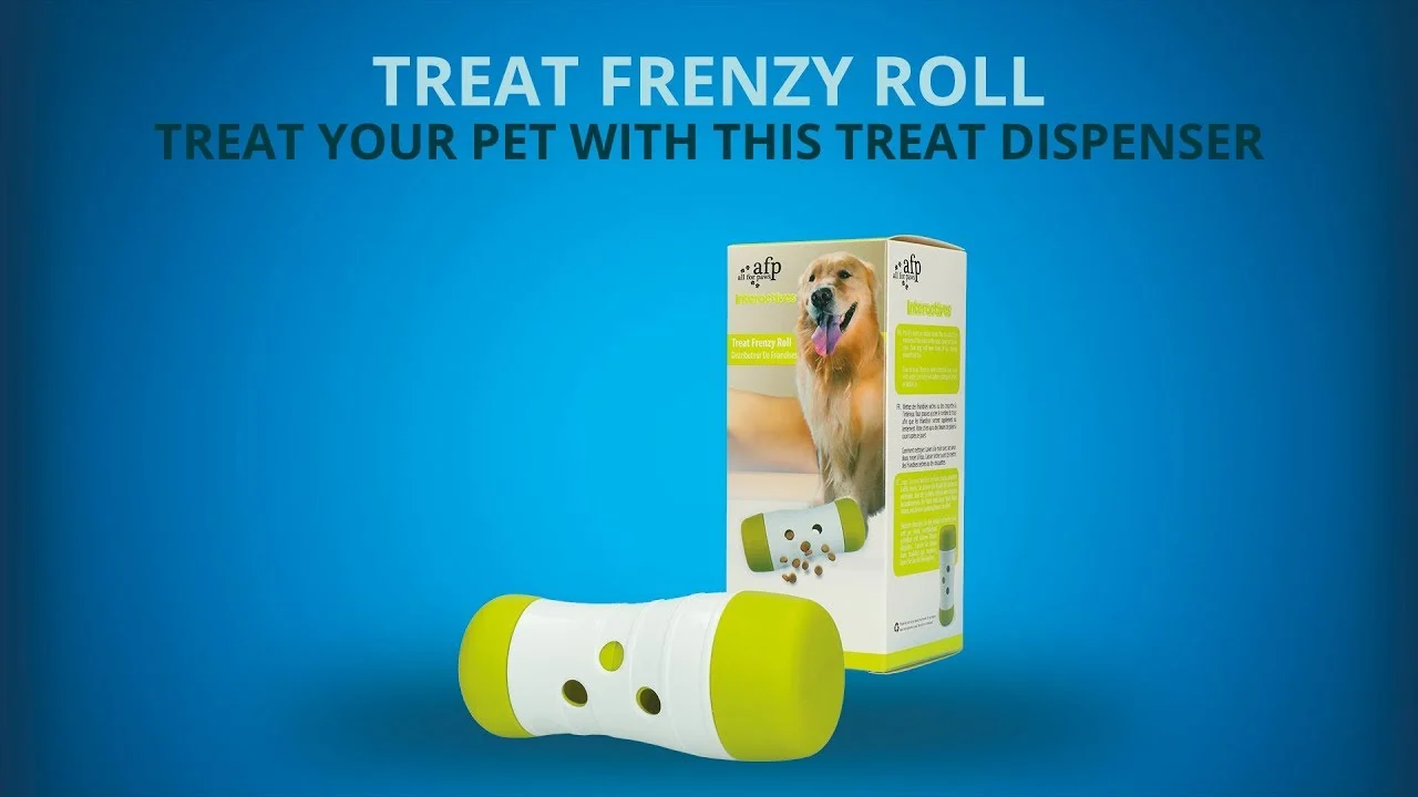 Dispenser per cani con erogazione regolabile, 15,5 x ø 6 cm – AFP Interactives - Treat Frenzy Roll - immagine 6