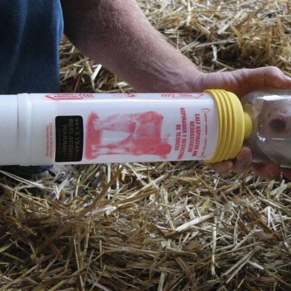 Pompa per la respirazione assistita dei vitelli con maschera e funzione di aspirazione