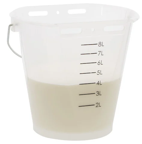 Secchio trasparente bianco per vitelli con scala graduata, 8 l - immagine 3