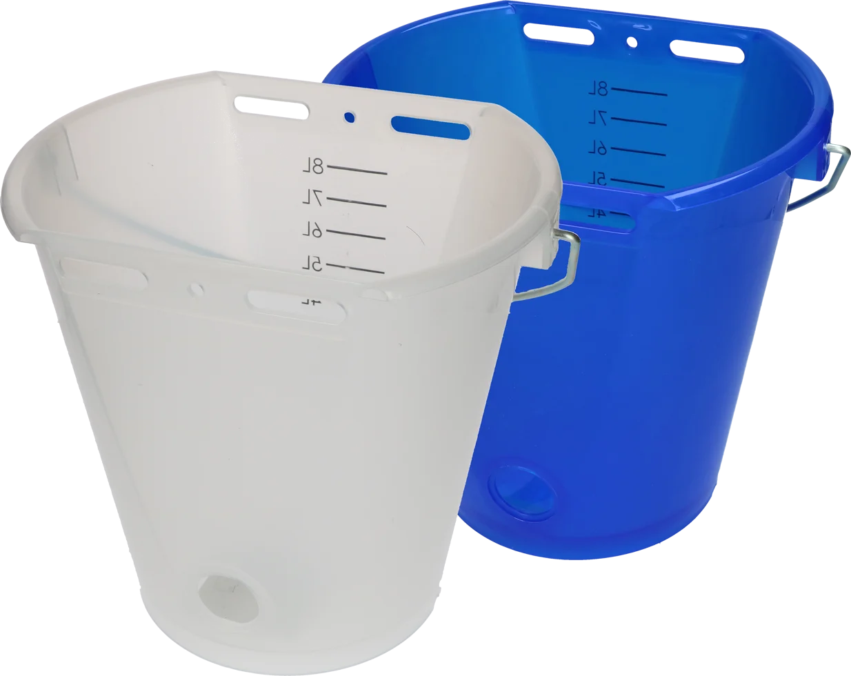 Secchio trasparente bianco per vitelli con scala graduata, 8 l - immagine 2