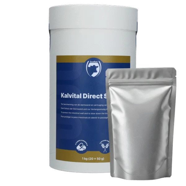 Integratore alimentare per vitelli con fibre ed elettroliti, 20 x 50 g – Excellent Kalvital Direct Stop