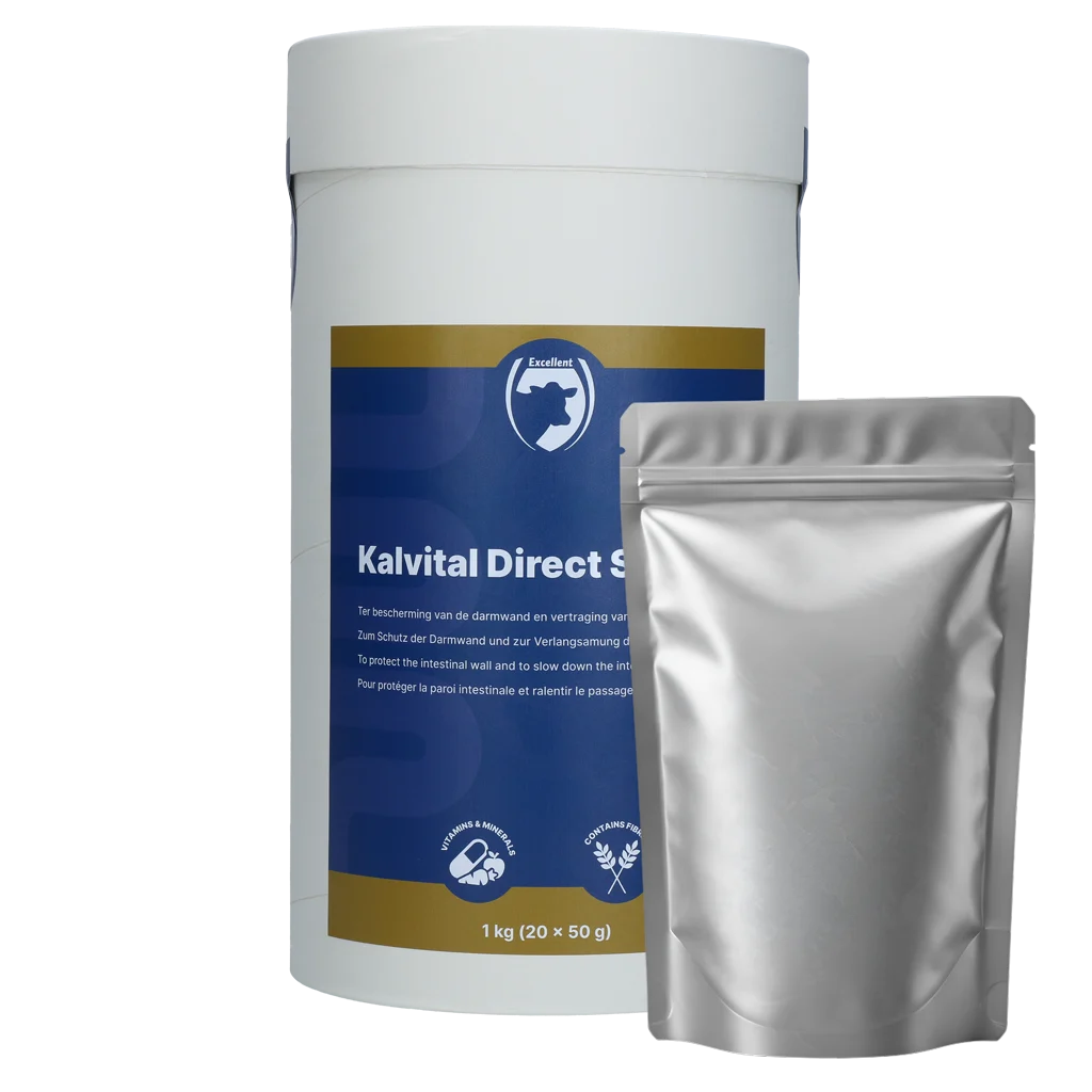 Integratore alimentare per vitelli con fibre ed elettroliti, 20 x 50 g – Excellent Kalvital Direct Stop - immagine 1