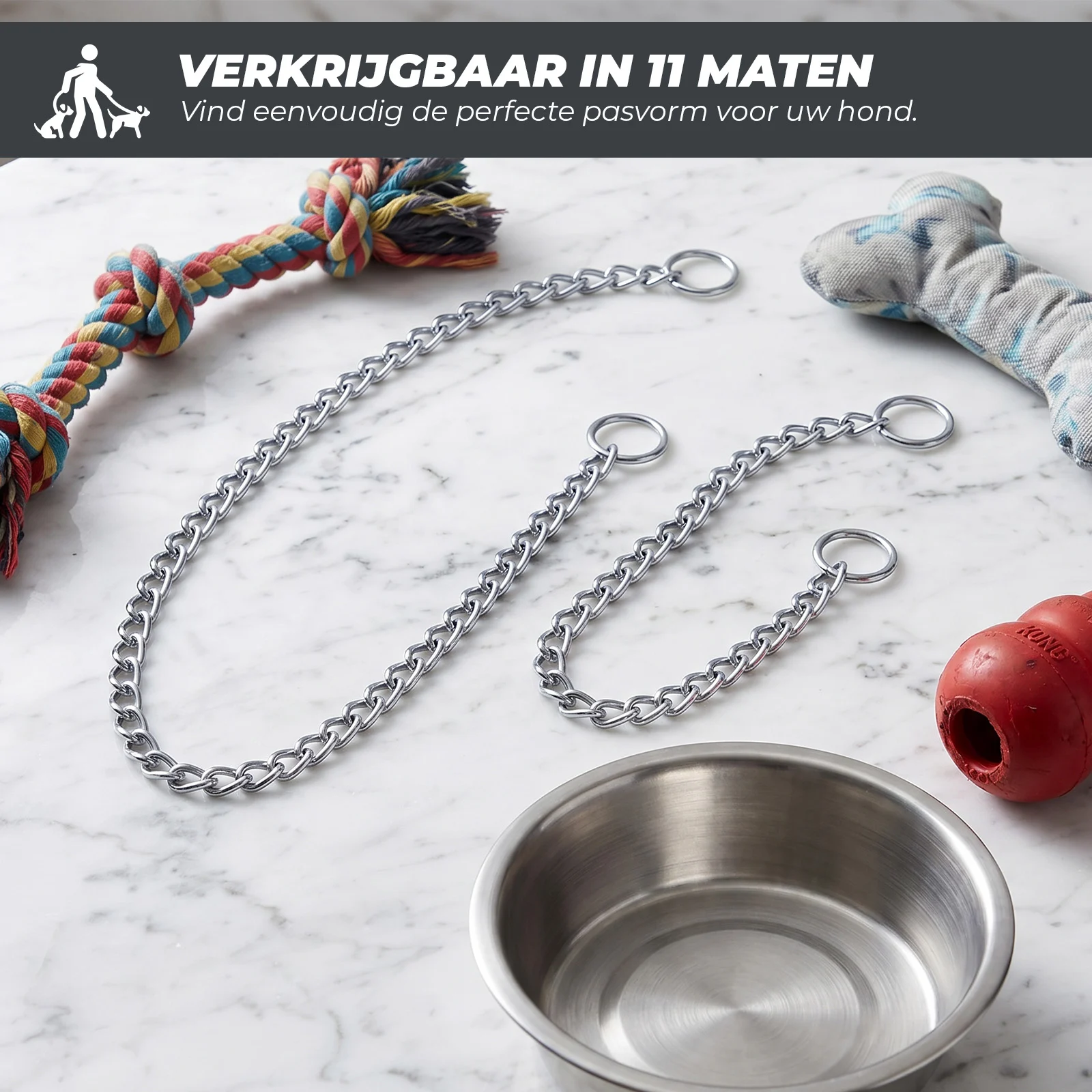 Catena correttiva per cani, cromata, 55 cm x 3 mm – Hofman Animal Care - immagine 4