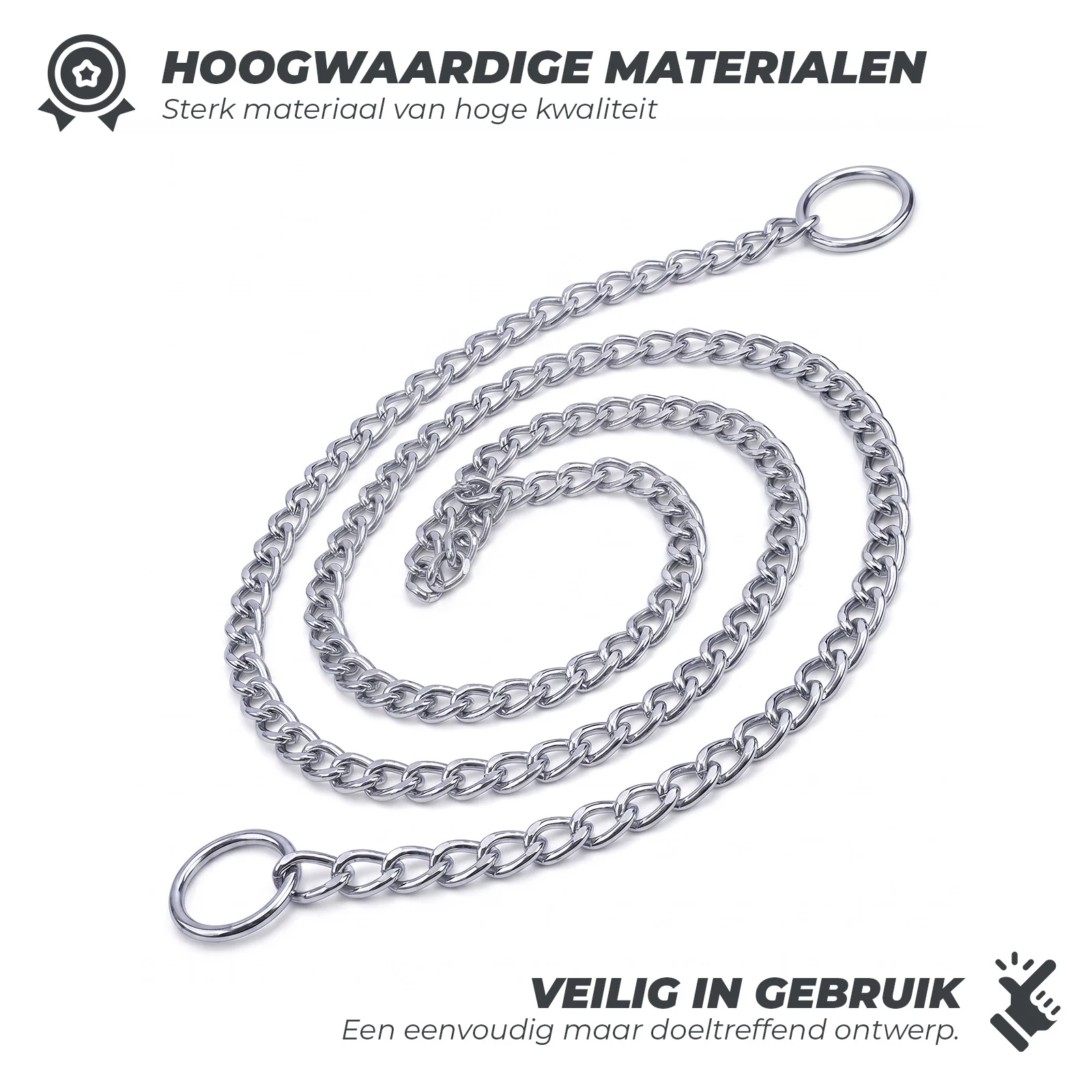 Catena correttiva per cani, cromata, 55 cm x 3 mm – Hofman Animal Care - immagine 5