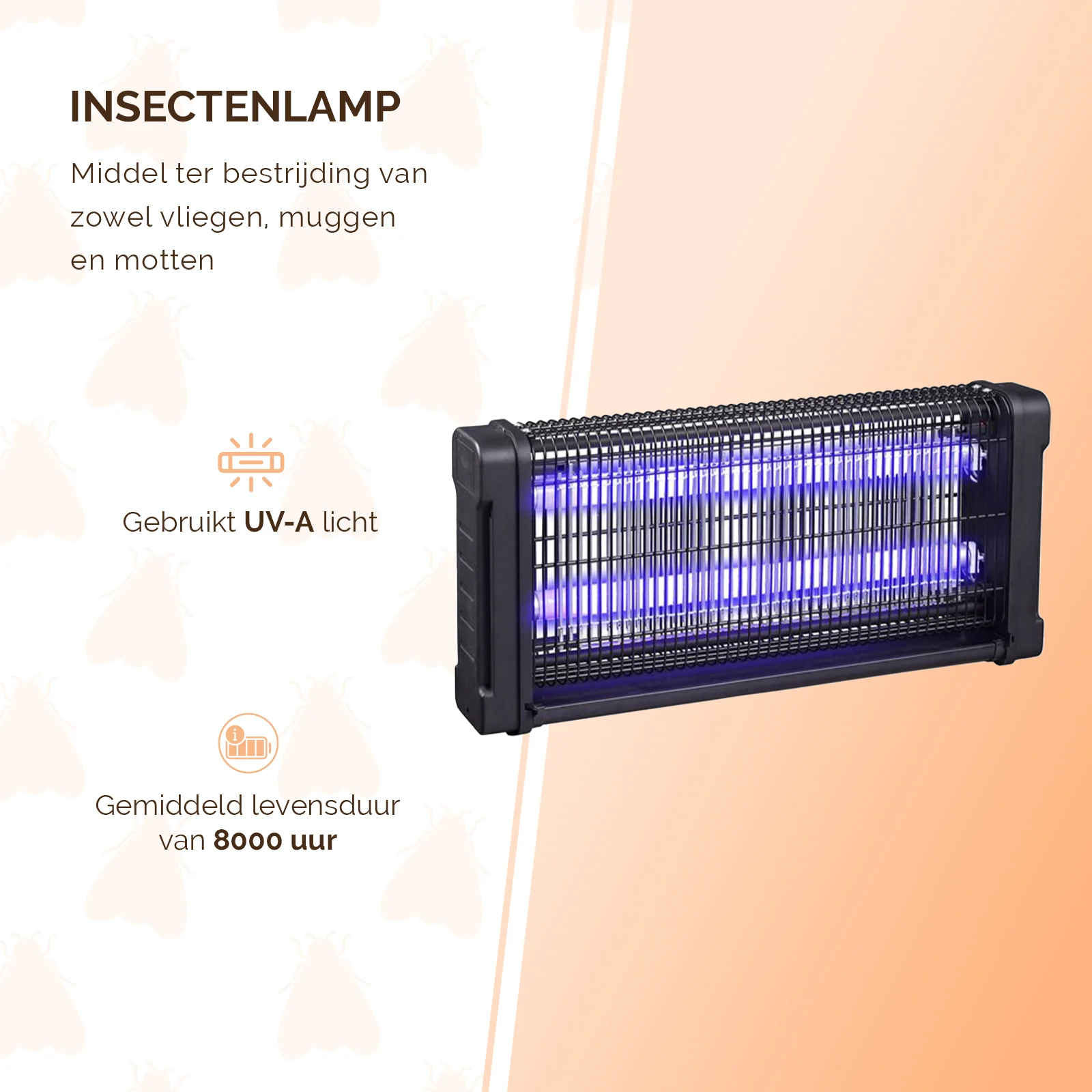 Lampada antinsetti con UV-A e griglia elettrificata, 2 x 15 W – Knock Pest Insect Killer - immagine 2