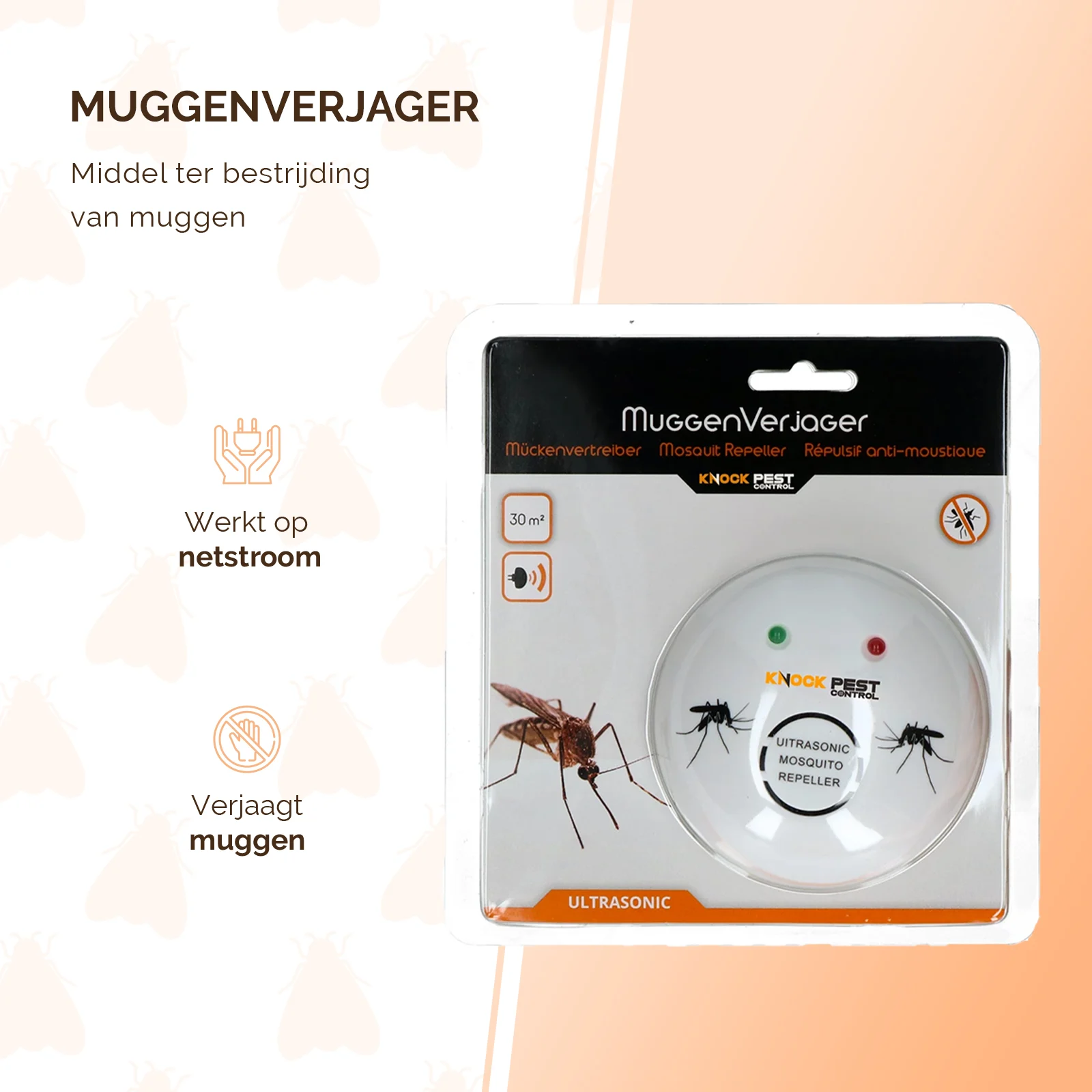 Dispositivo antizanzare a ultrasuoni, fino a 30 m² – Knock Pest - immagine 4