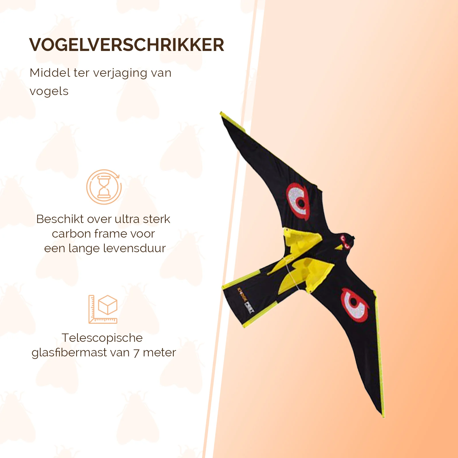 Aquilonе per allontanare gli uccelli con asta in fibra di vetro da 7 m – Knock Pest Bird Bouncer - immagine 2