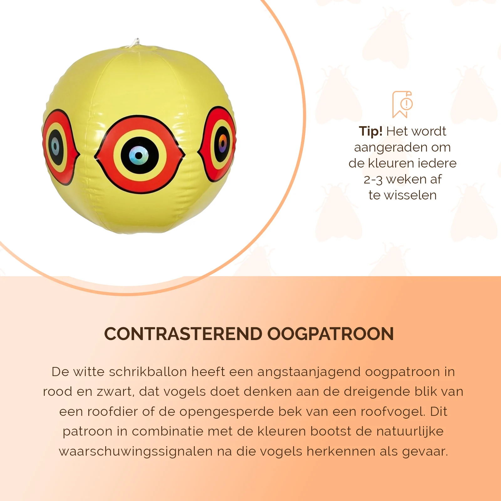 Pallone dissuasore per uccelli con cordino per appenderlo, giallo, Ø 40 cm – Knock Pest - immagine 5