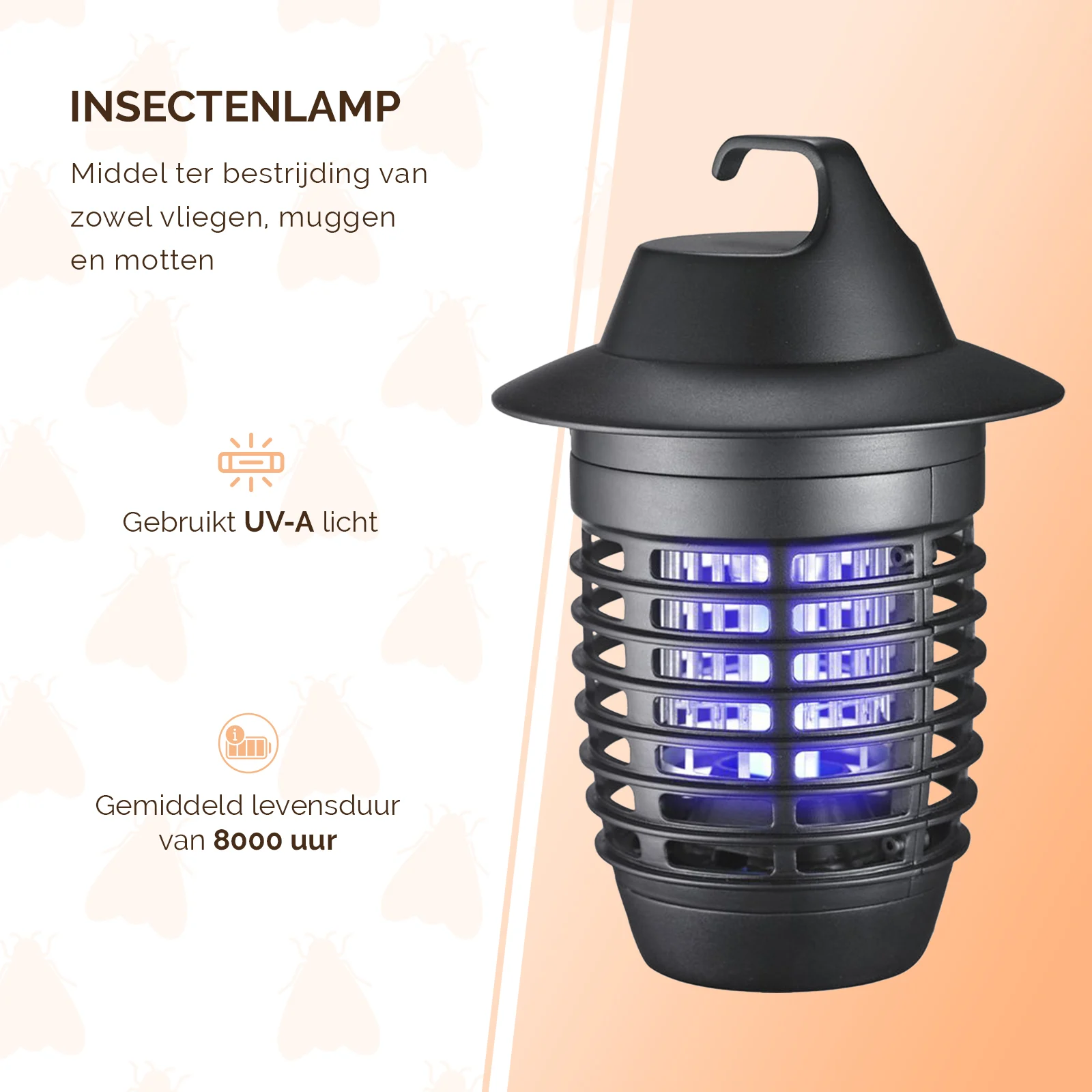 Lampada per insetti con UV-A e griglia elettrificata, 5 W – Knock Pest Insect Killer - immagine 2