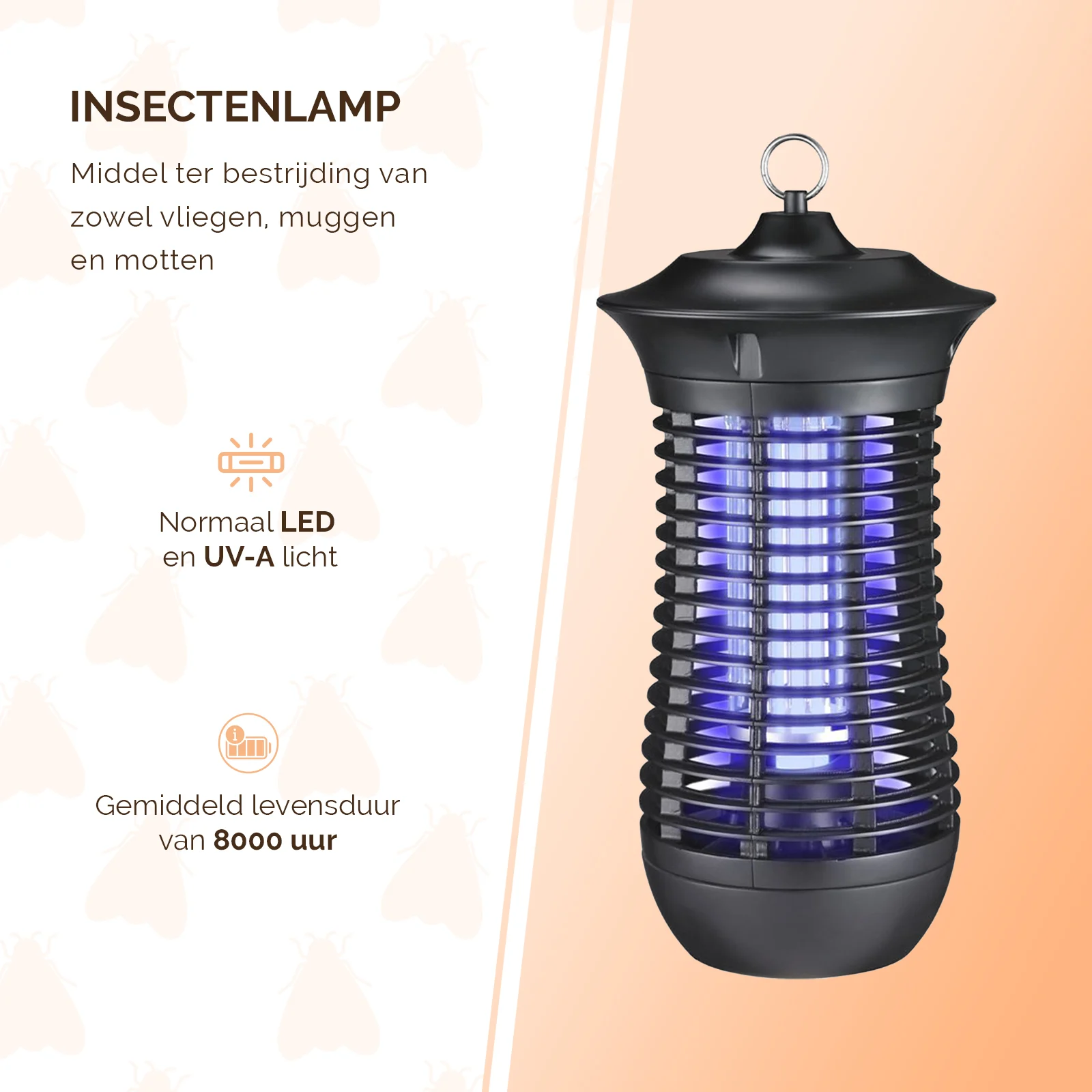 Lampada insetticida con UV-A e griglia elettrificata, 18 W – Knock Pest Insect Killer - immagine 2